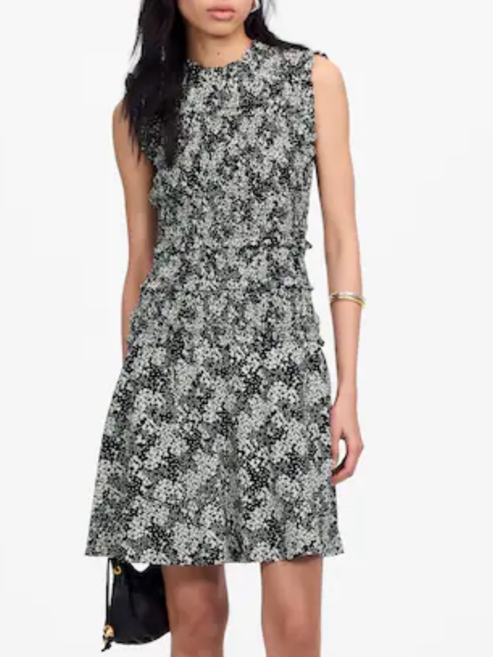 Madewell Sleeveless Black & White Floral A-Line Dress